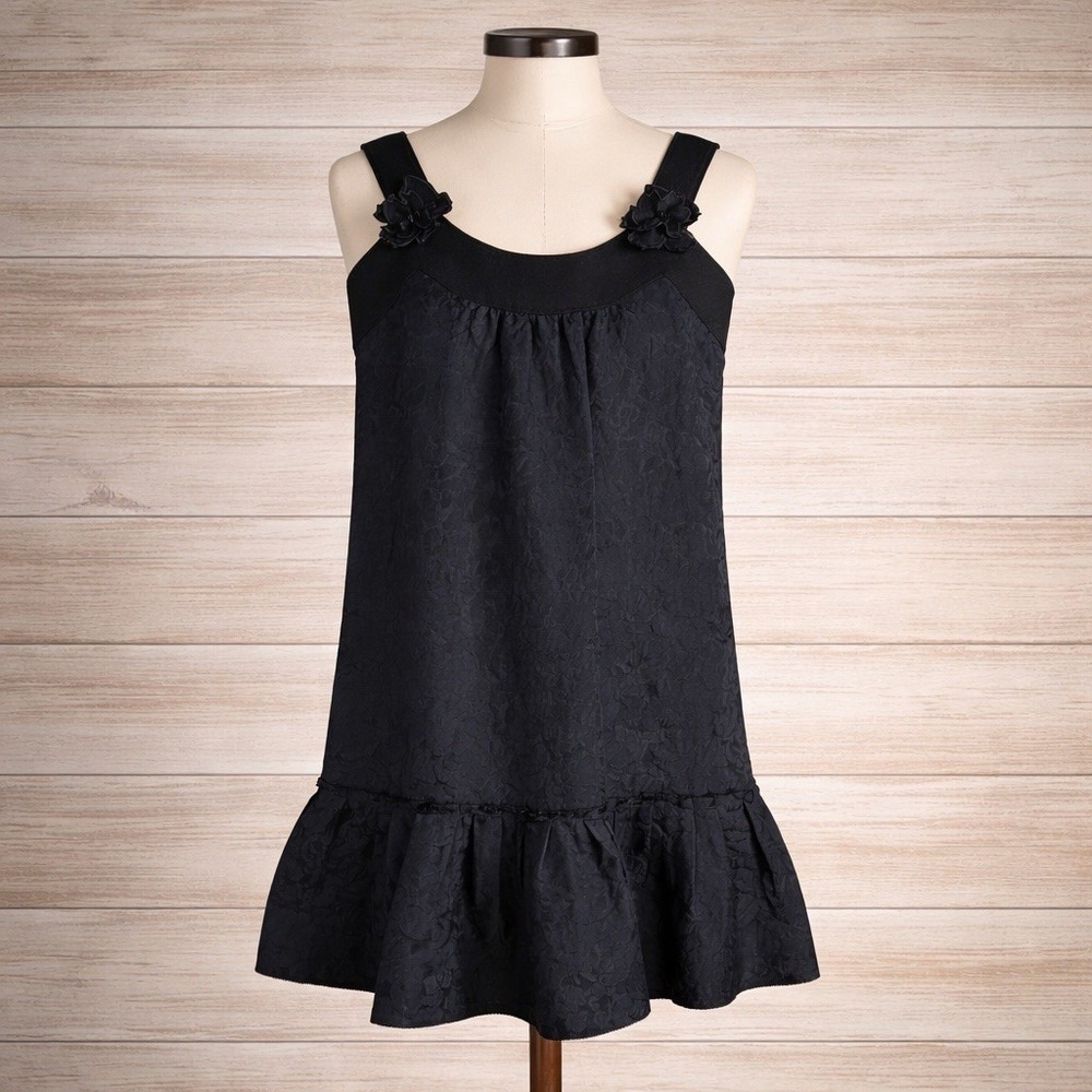 Vera Wang Cotton/Silk/Wool Mini Dress 2/36 Damask‎ Black Whimsigoth LBD Flutter